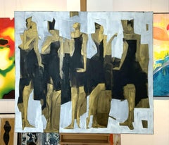 Muses - Contemporary Oil Painting, Black gold & white, Figurative, Big format