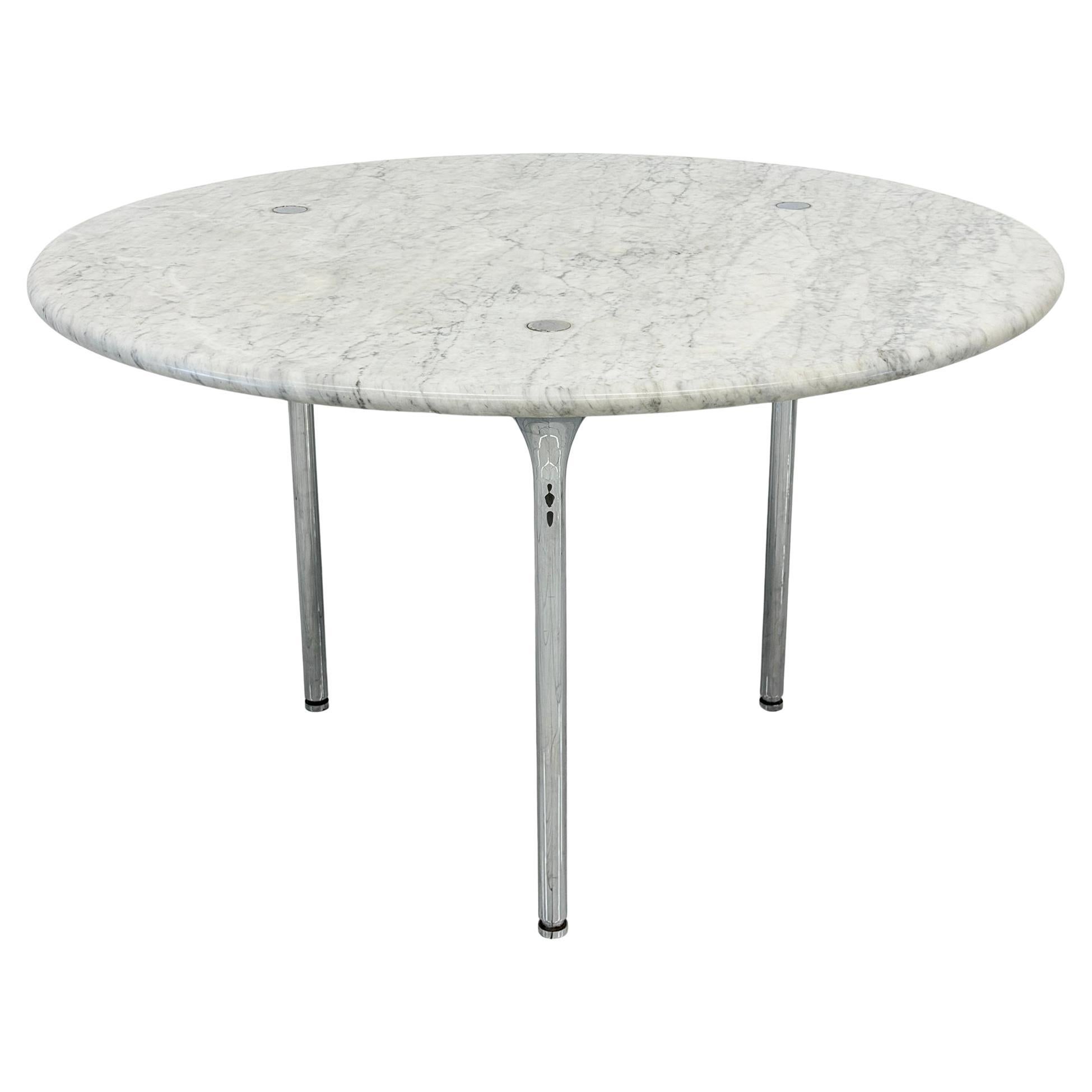 Katavalos, Littell, and Kelley 48" Dining Table, Carrara Marble, Laverne, 1960
s For Sale