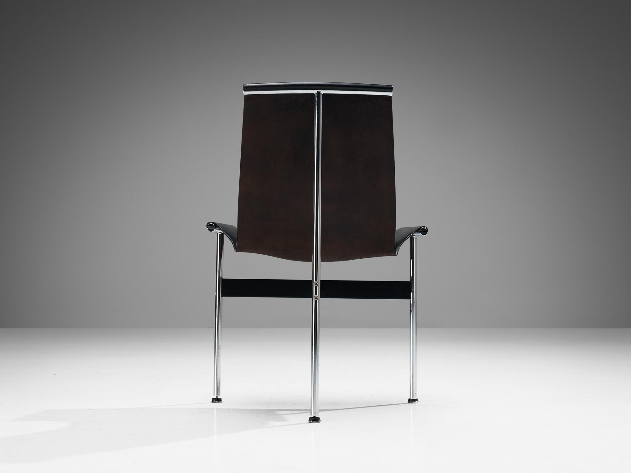 Katavolos, Kelley and Littell for ICF Set of Six T-Chairs in Black Leather  For Sale 2