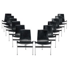 Katavolos, Kelley and Littell for ICF Set of Twelve T-Chairs in Leather