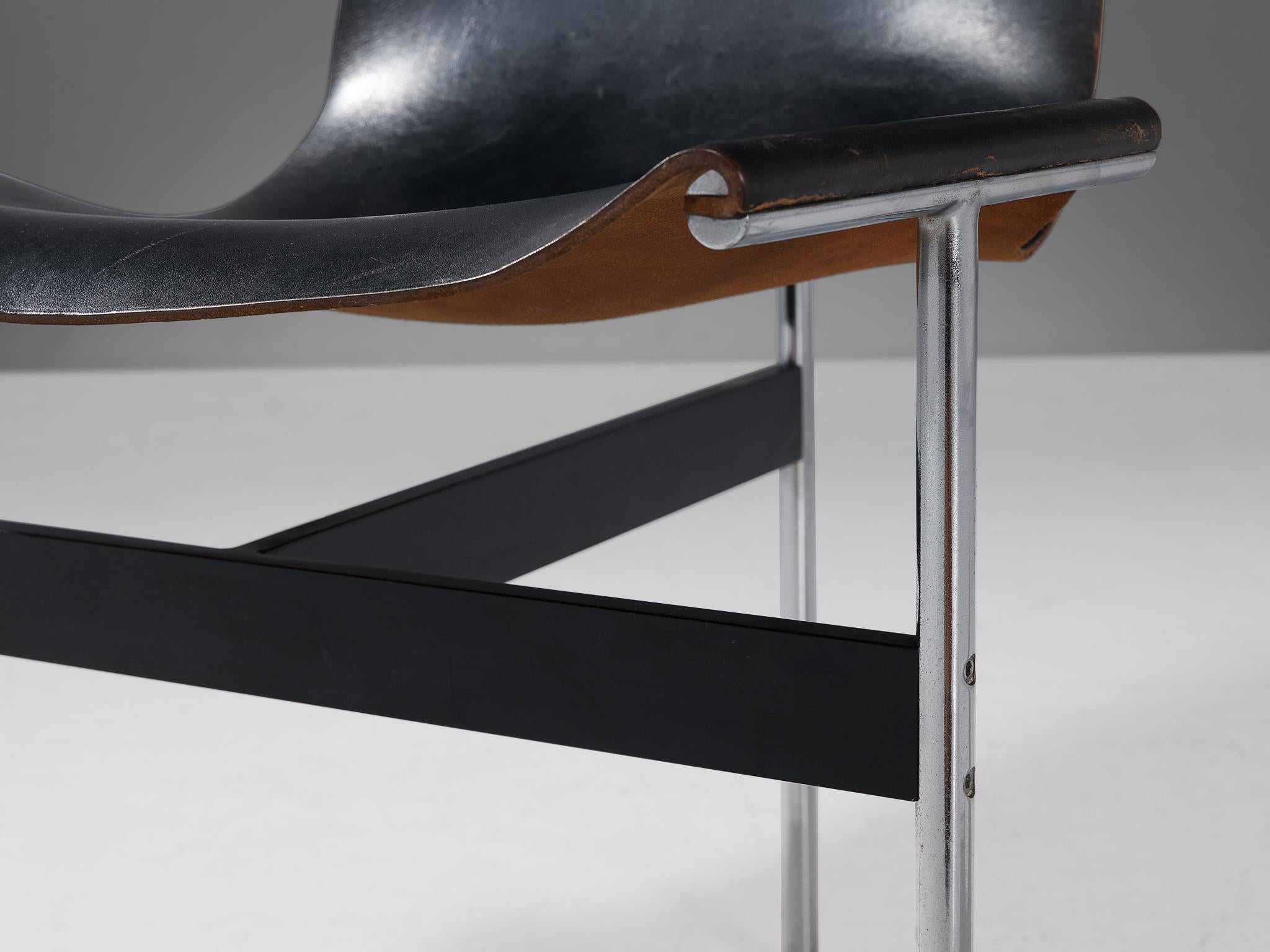 Katavolos, Kelley and Littell Set of Four T-Chairs in Black Leather 1
