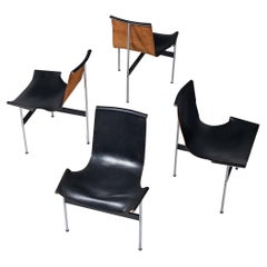 Katavolos, Kelley and Littell Set of Four T-Chairs in Black Leather