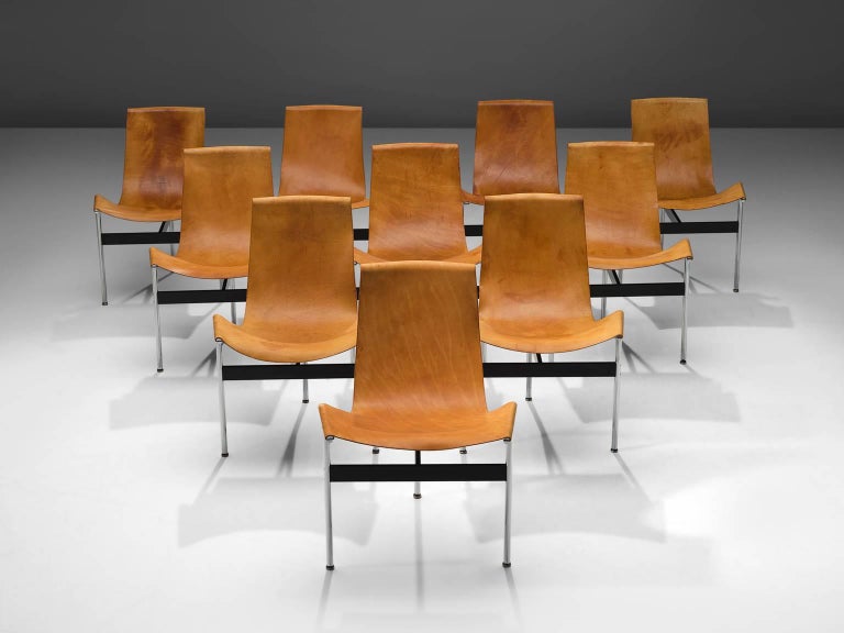 Katavolos Kelley And Littell T Chairs In Cognac Leather Set Of Ten