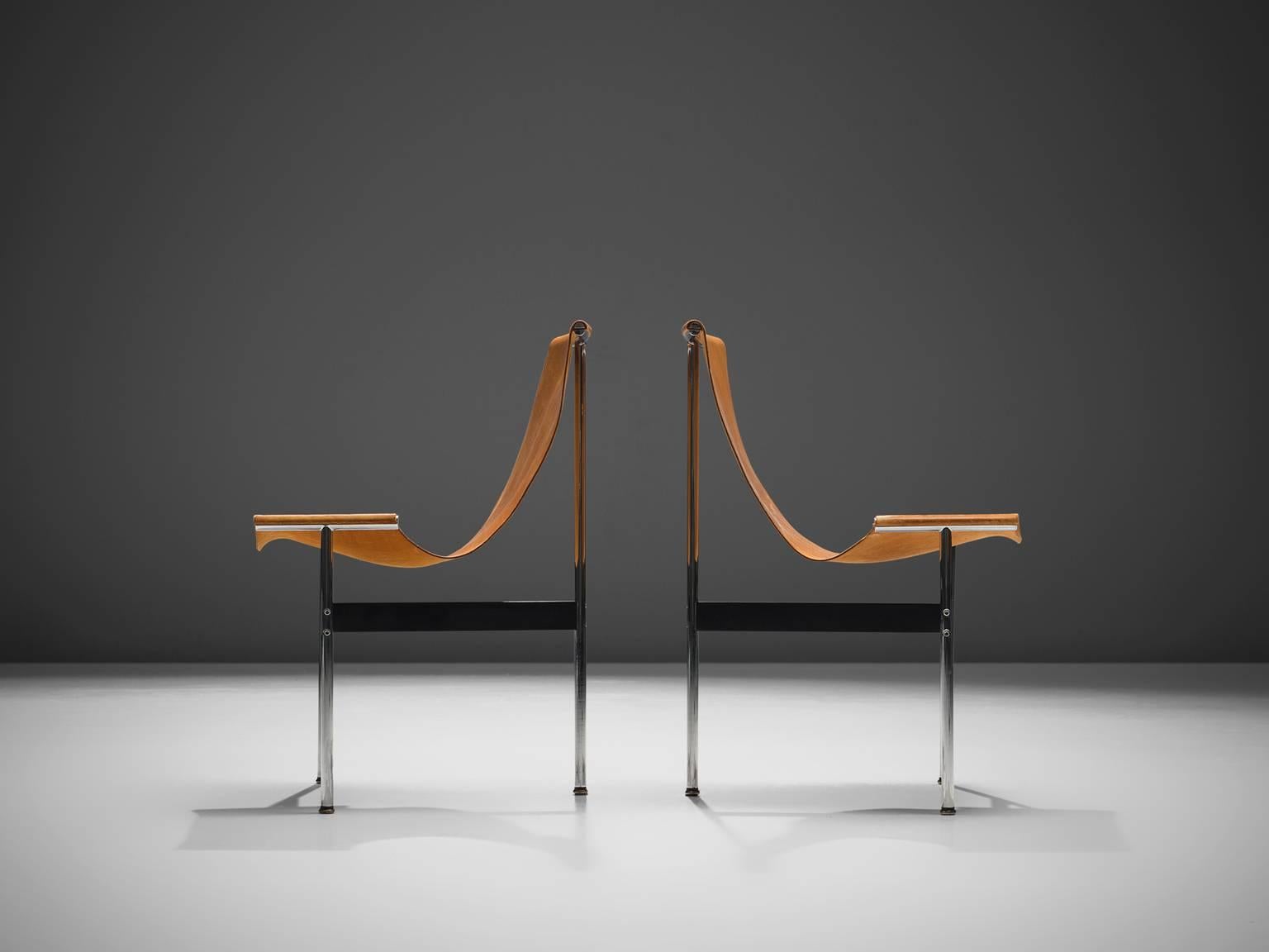 Mid-20th Century Katavolos, Kelley and Littell T-Chairs in Cognac Leather, Set of Ten