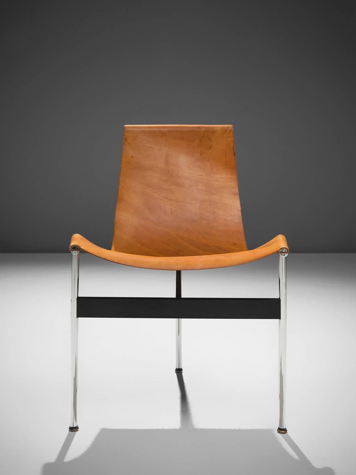 Steel Katavolos, Kelley and Littell T-Chairs in Cognac Leather, Set of Ten
