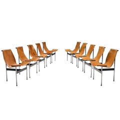 Katavolos, Kelley and Littell T-Chairs in Cognac Leather, Set of Ten