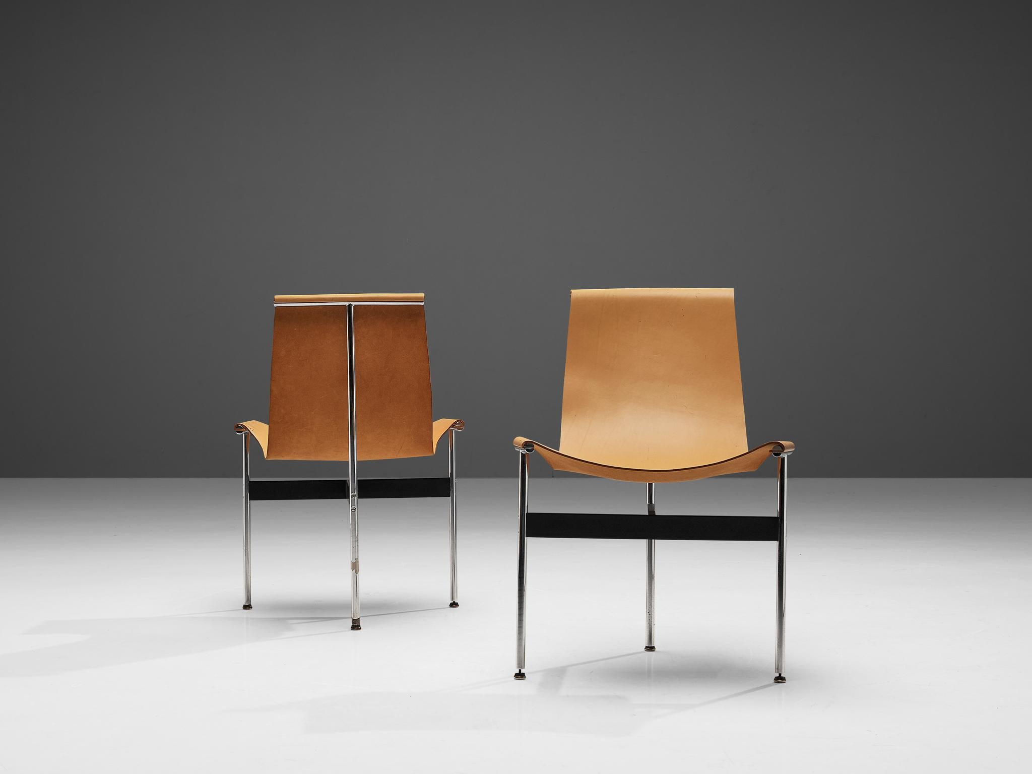 Katavolos, Kelley and Littell for Laverne Pair of T-Chairs in Camel Leather For Sale 3