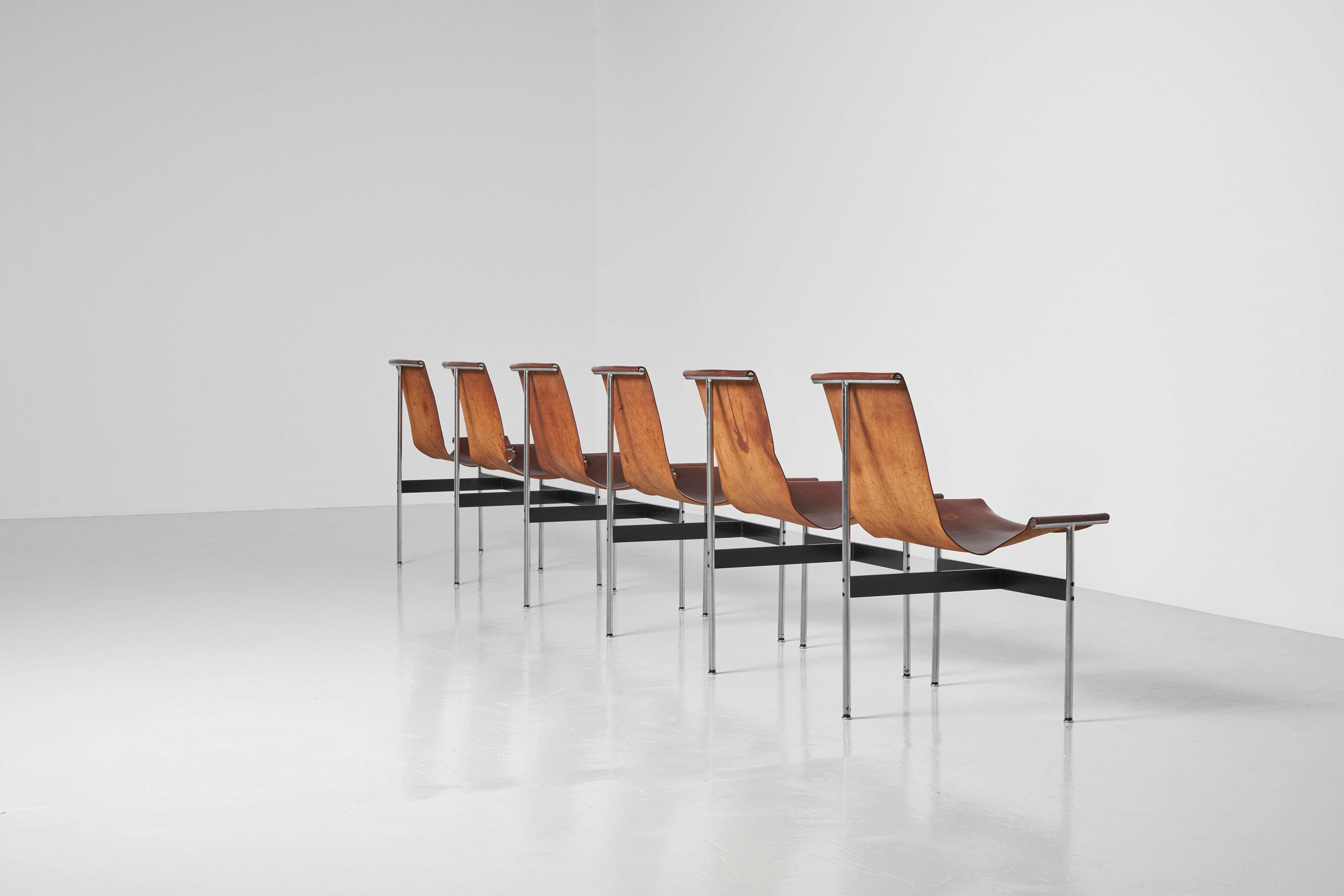 Mid-Century Modern Katavolos, Kelley and Littell T-Chairs set of 6 ICF de Padova Italy 1952 For Sale