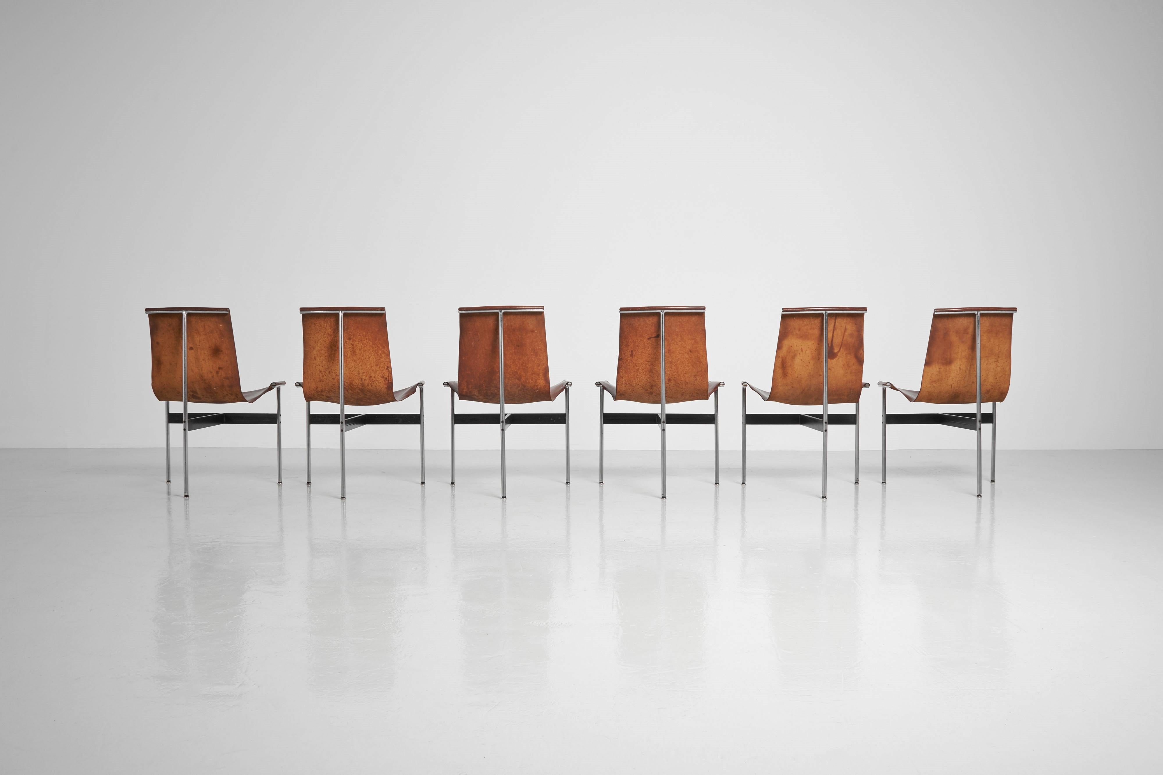 Italian Katavolos, Kelley and Littell T-Chairs set of 6 ICF de Padova Italy 1952 For Sale