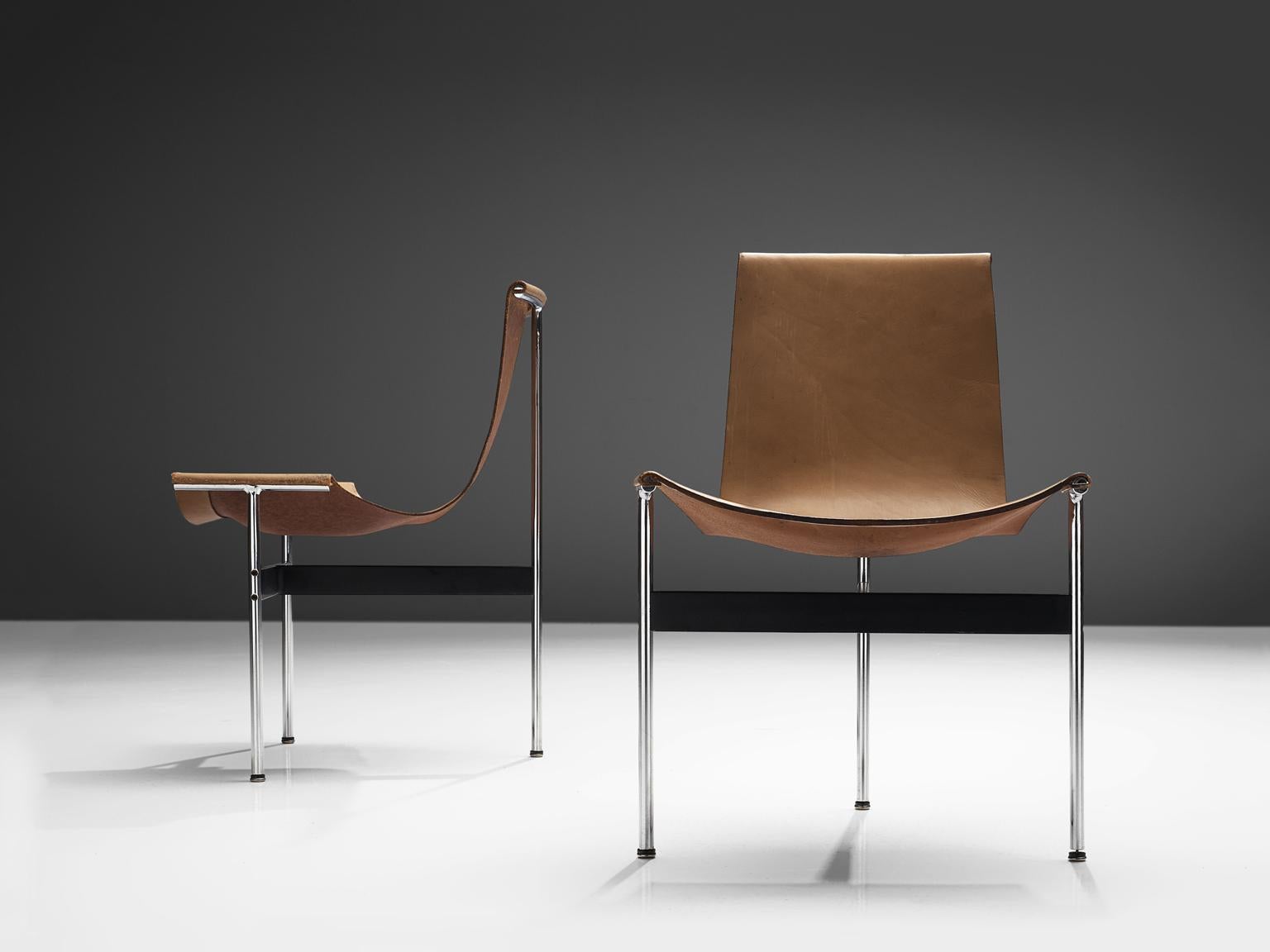 American Katavolos, Kelly and Littell Set of Six T-Chairs in Cognac Leather