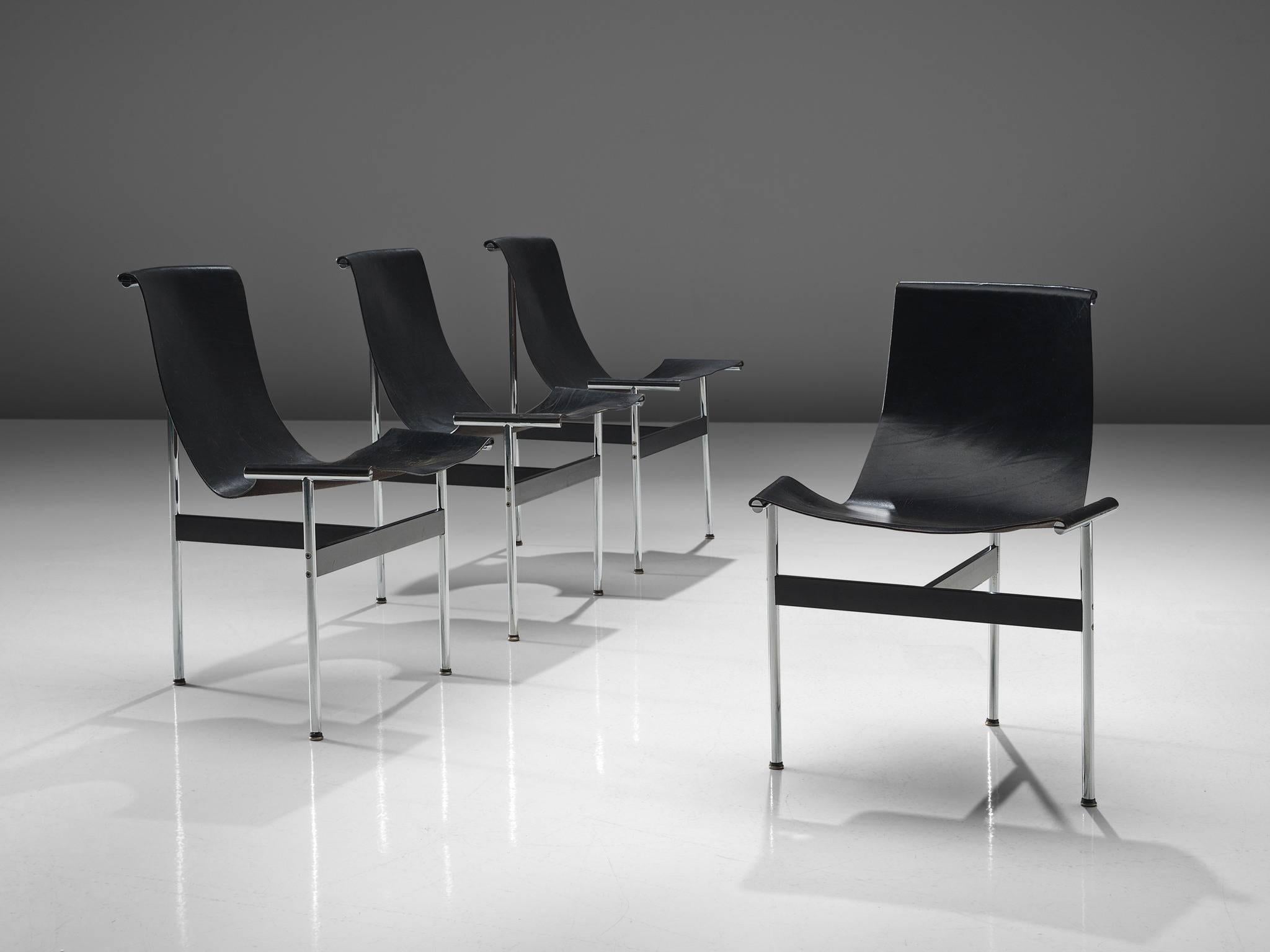 American Katavolos Kelly and Littell T-Chairs in Original Black Leather