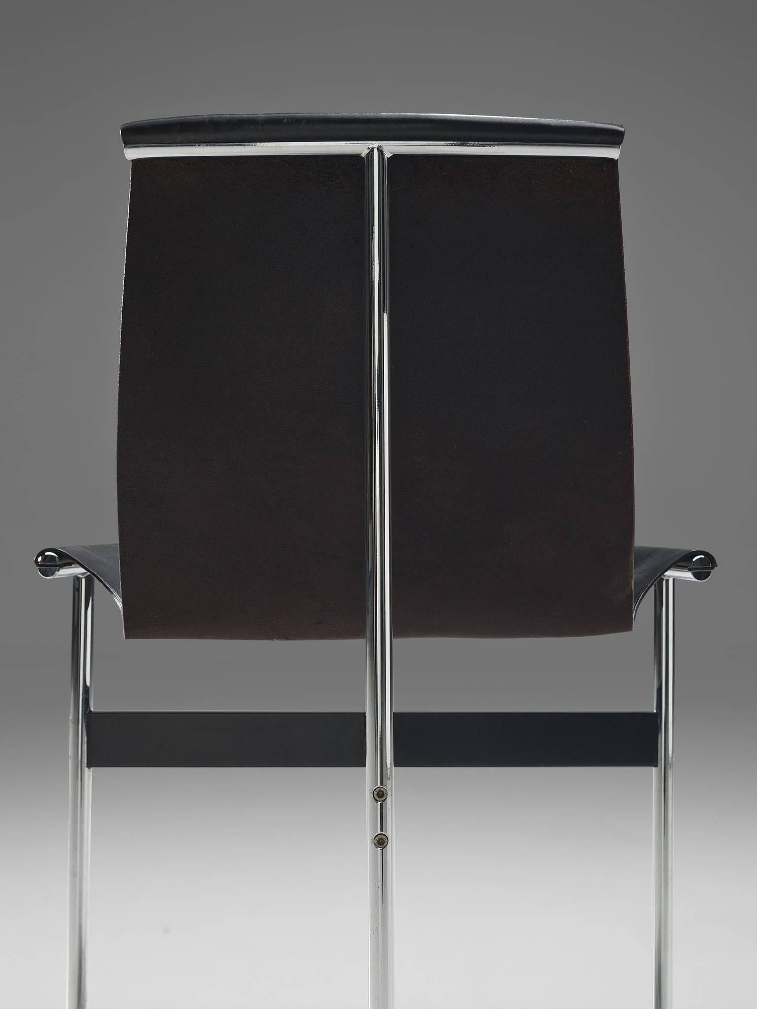 Mid-20th Century Katavolos Kelly and Littell T-Chairs in Original Black Leather