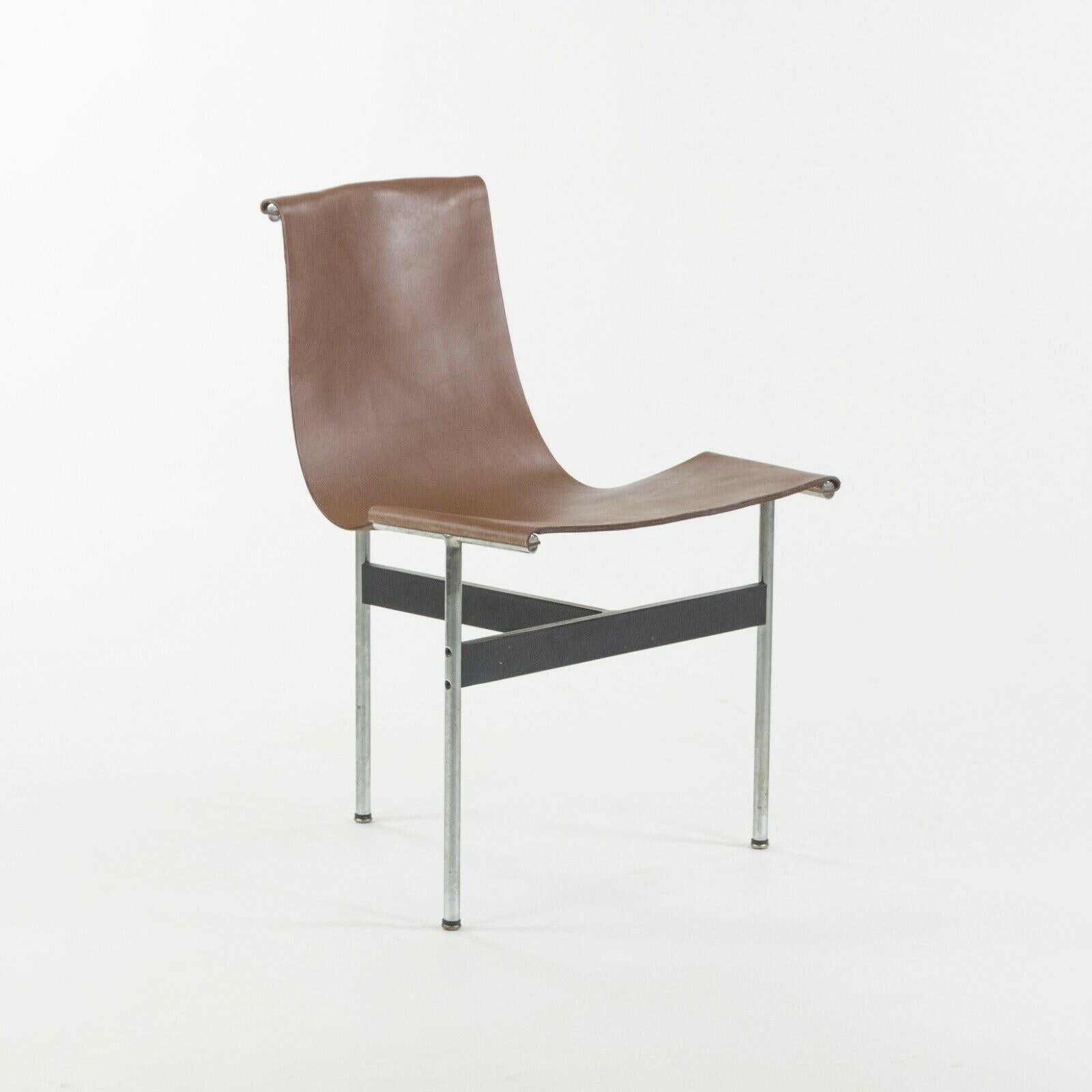 Katavolos Littel und Kelley T Stühle für Laverne International aus braunem Leder (Moderne) im Angebot