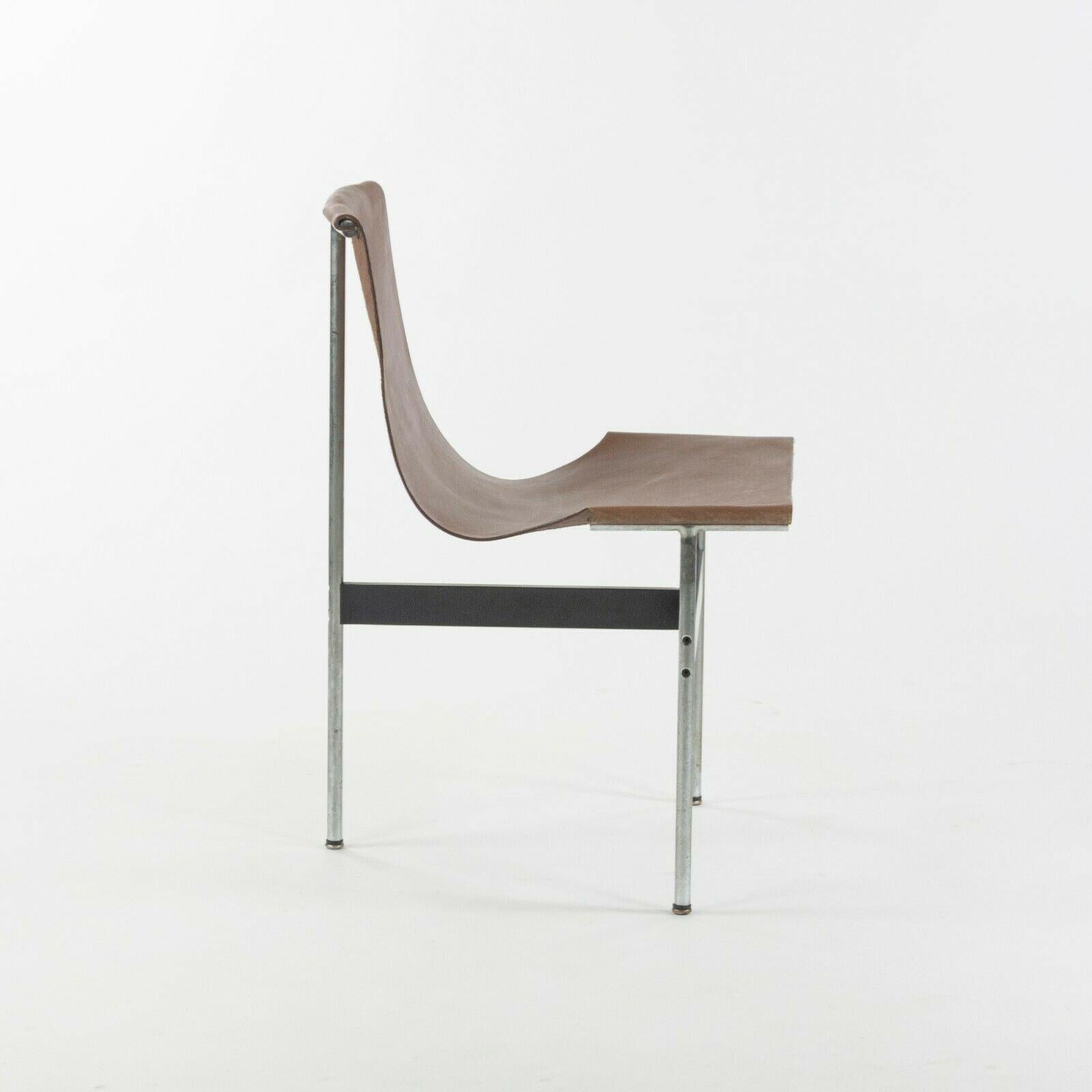 Katavolos Littel und Kelley T Stühle für Laverne International aus braunem Leder (amerikanisch) im Angebot