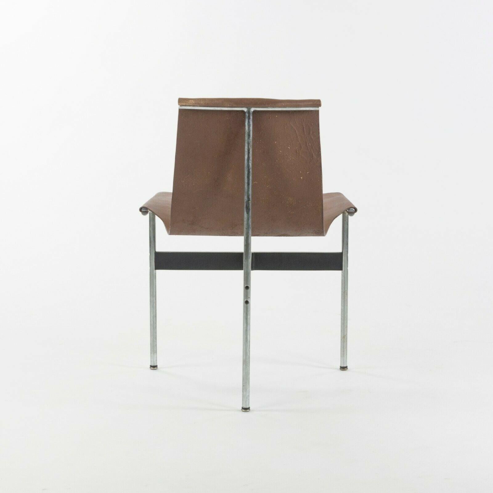 Katavolos Littel und Kelley T Stühle für Laverne International aus braunem Leder (Mitte des 20. Jahrhunderts) im Angebot