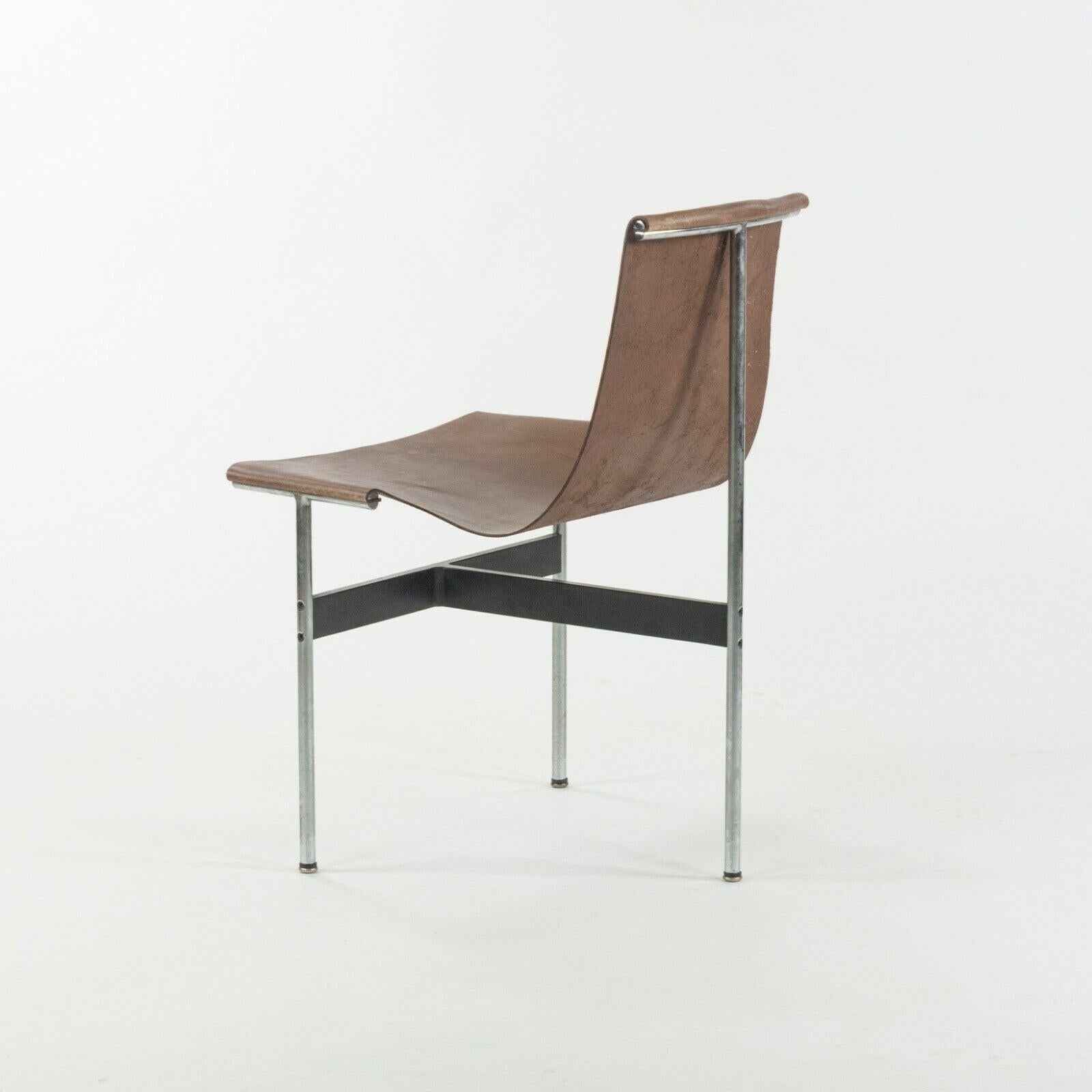 Katavolos Littel und Kelley T Stühle für Laverne International aus braunem Leder (Metall) im Angebot