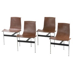 Katavolos Littel und Kelley T Stühle für Laverne International aus braunem Leder