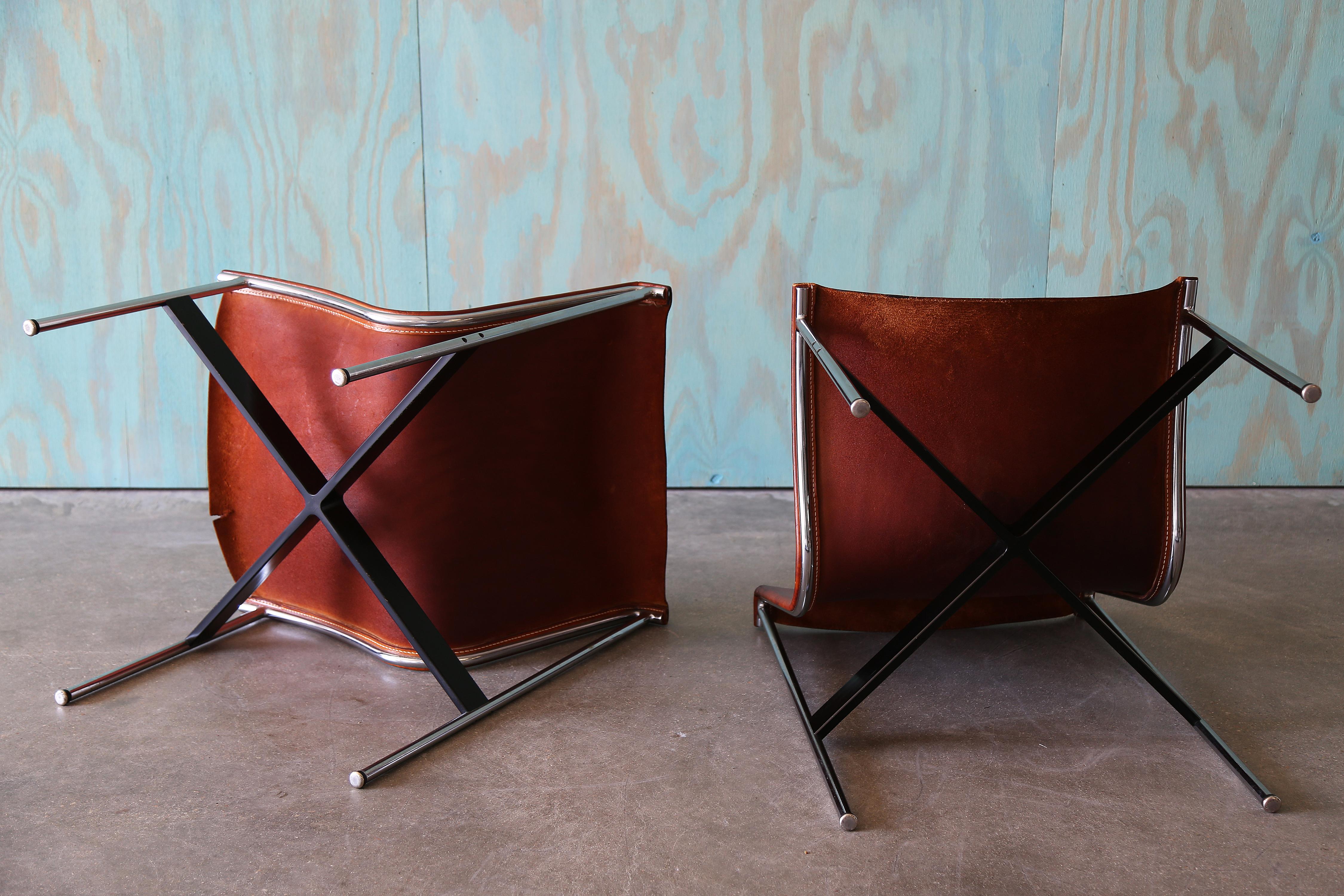 Katavolos, Littell and Kelley Leather and Chrome New York Chairs - A Pair For Sale 5
