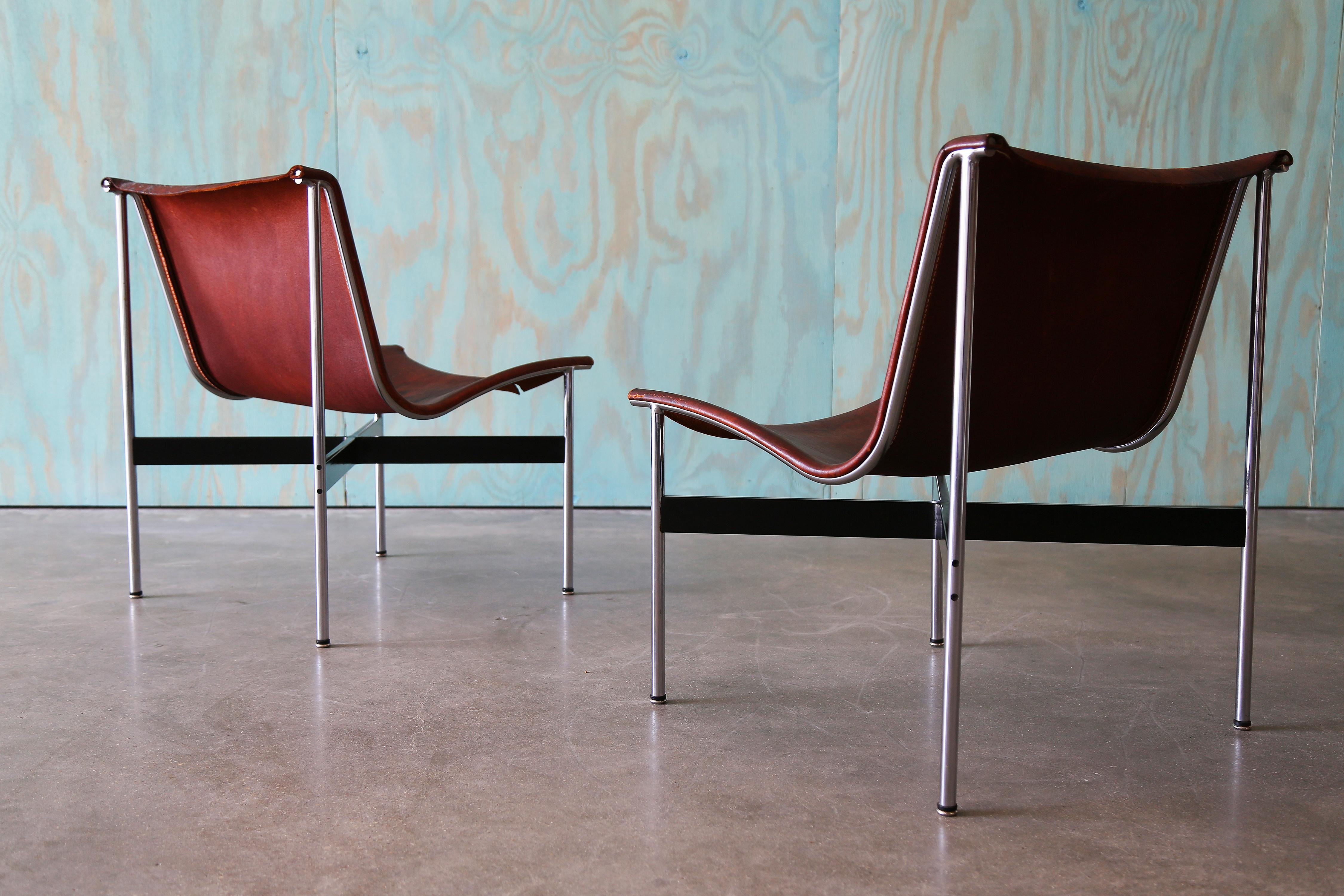Mid-Century Modern Katavolos, Littell and Kelley Leather and Chrome New York Chairs - A Pair For Sale