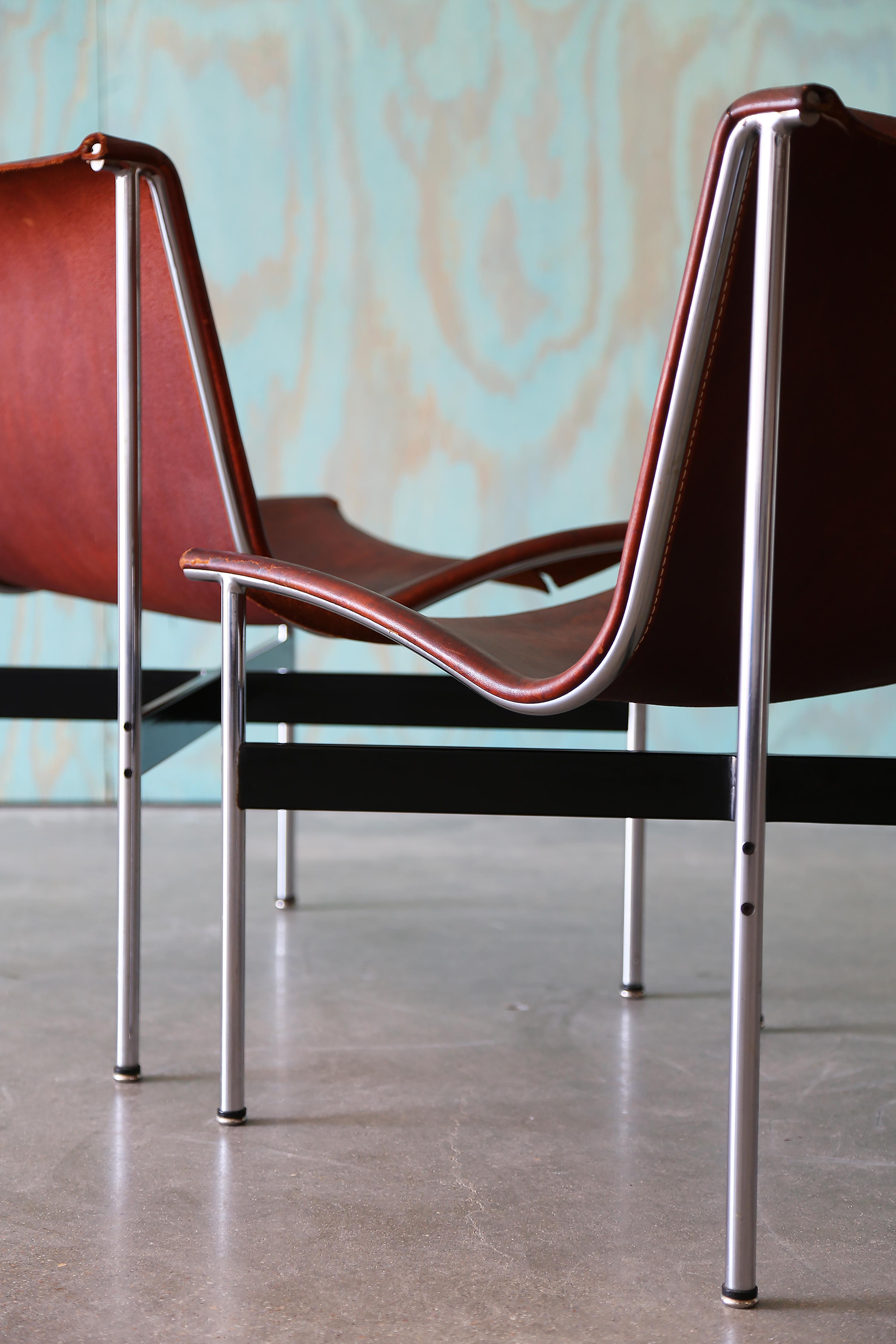 American Katavolos, Littell and Kelley Leather and Chrome New York Chairs - A Pair For Sale