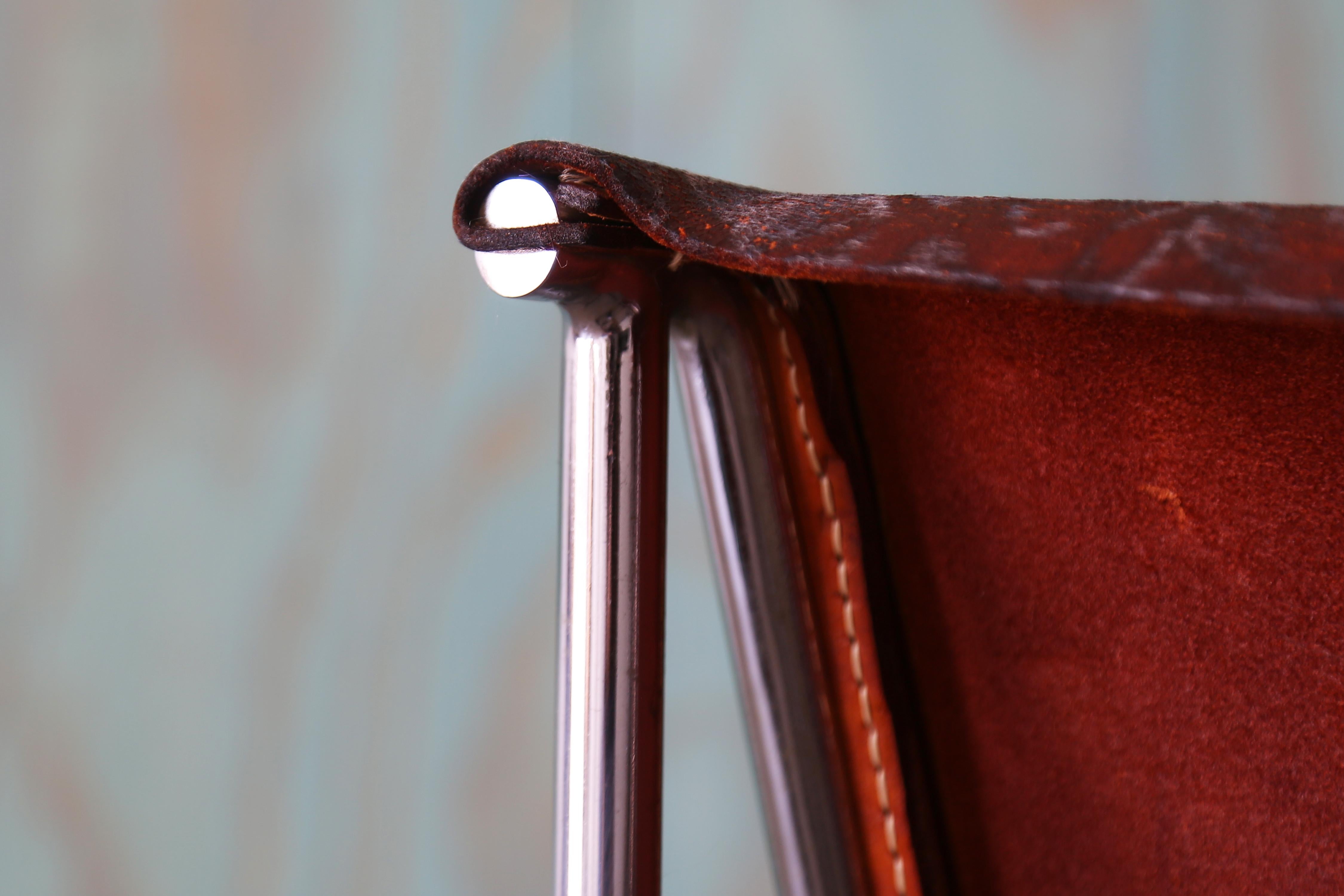 Mid-20th Century Katavolos, Littell and Kelley Leather and Chrome New York Chairs - A Pair For Sale