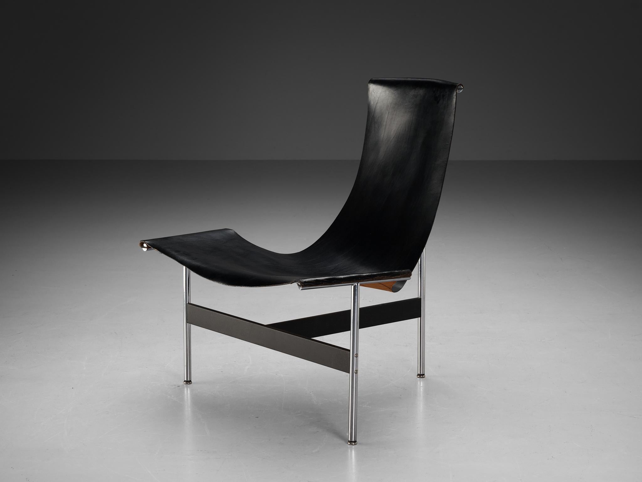 William Katavolos, Ross Littell, and Douglas Kelley for Laverne International, lounge chair, model '3LC', chrome-plated steel, coated steel, leather United States, 1952

William Katavolos designed, together with Douglas Kelley & Ross Littell, the
