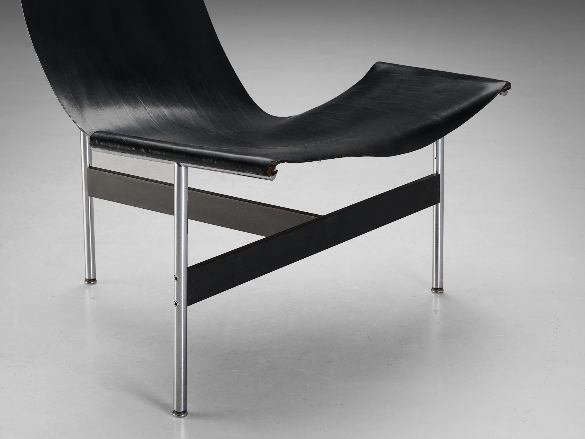 American Katavolos, Littell, & Kelley ‘3LC’ Lounge Chair in Black Leather and Steel  For Sale