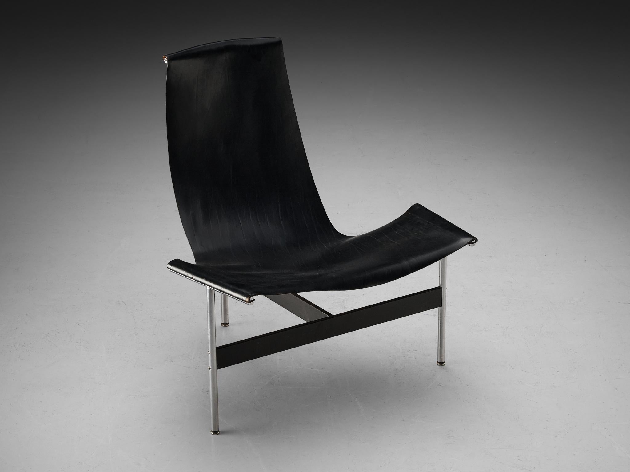 Katavolos, Littell, & Kelley ‘3LC’ Lounge Chair in Black Leather and Steel  For Sale 1