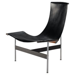 Katavolos, Littell & Kelley '3LC' Lounge Chair aus schwarzem Leder und Stahl 