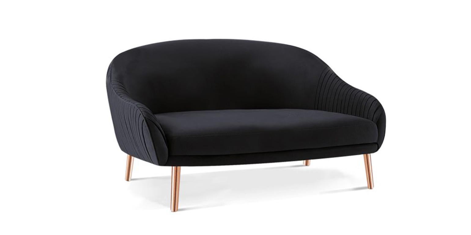 Art Deco Kate 2-Seat Sofa with Velvet and Cooper For Sale