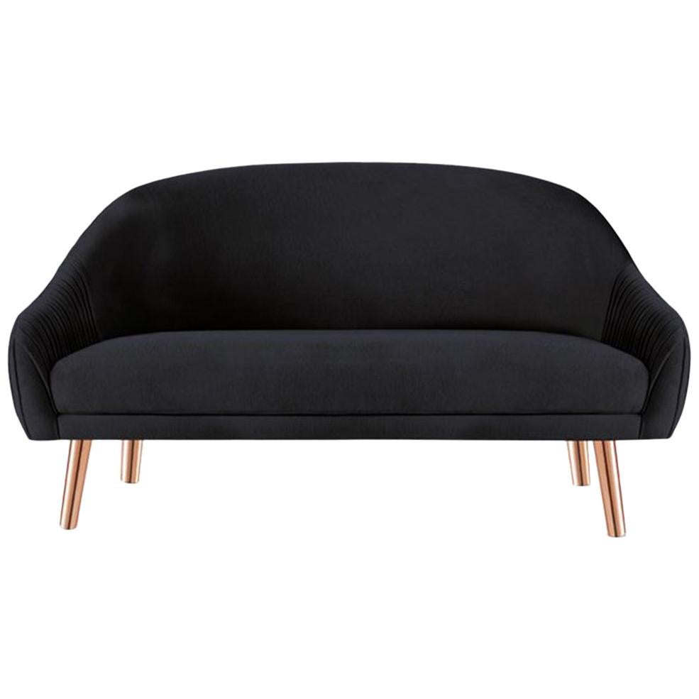 Kate 2-Seat Sofa with Velvet and Cooper For Sale