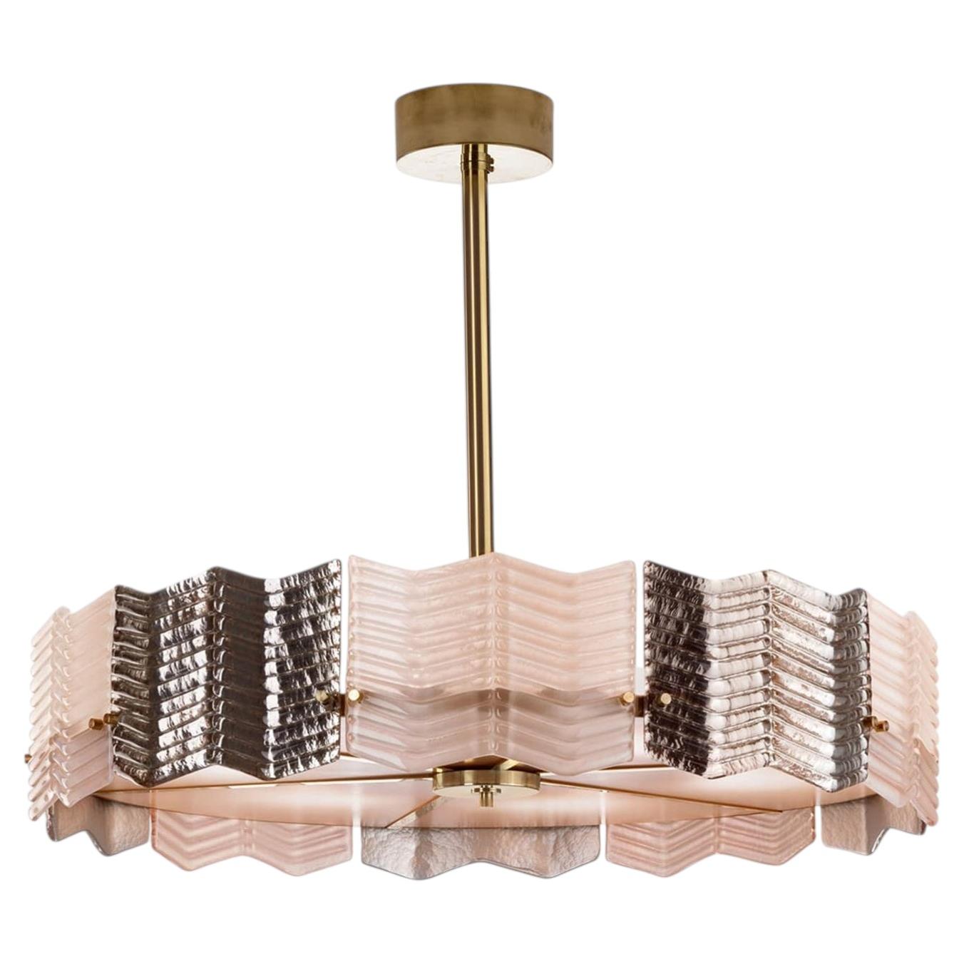 Pre-owned Villari Kate 6-light Pink And Silvery Chandelier
