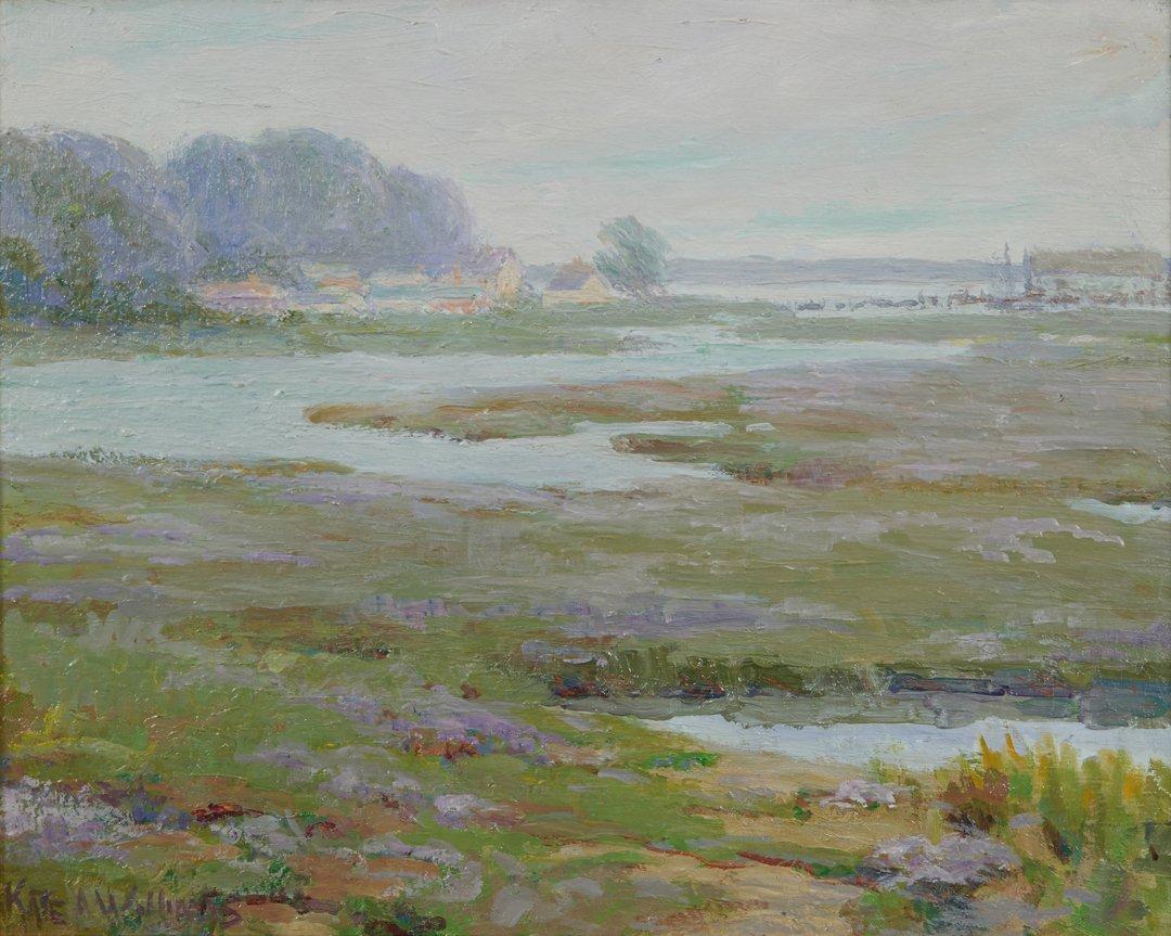 Figurative Painting di Kate A. Williams - Paludi salate, paesaggio di Cape Cod, inizio del XX secolo Artista donna di New York