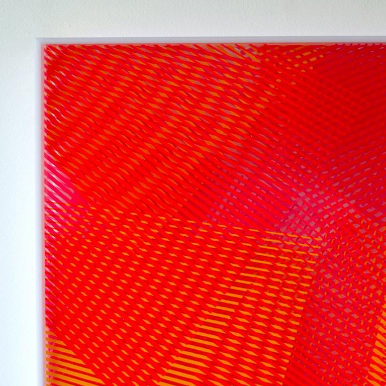 Through the Square Window #132  - Red Abstract Sculpture by Kate Banazi