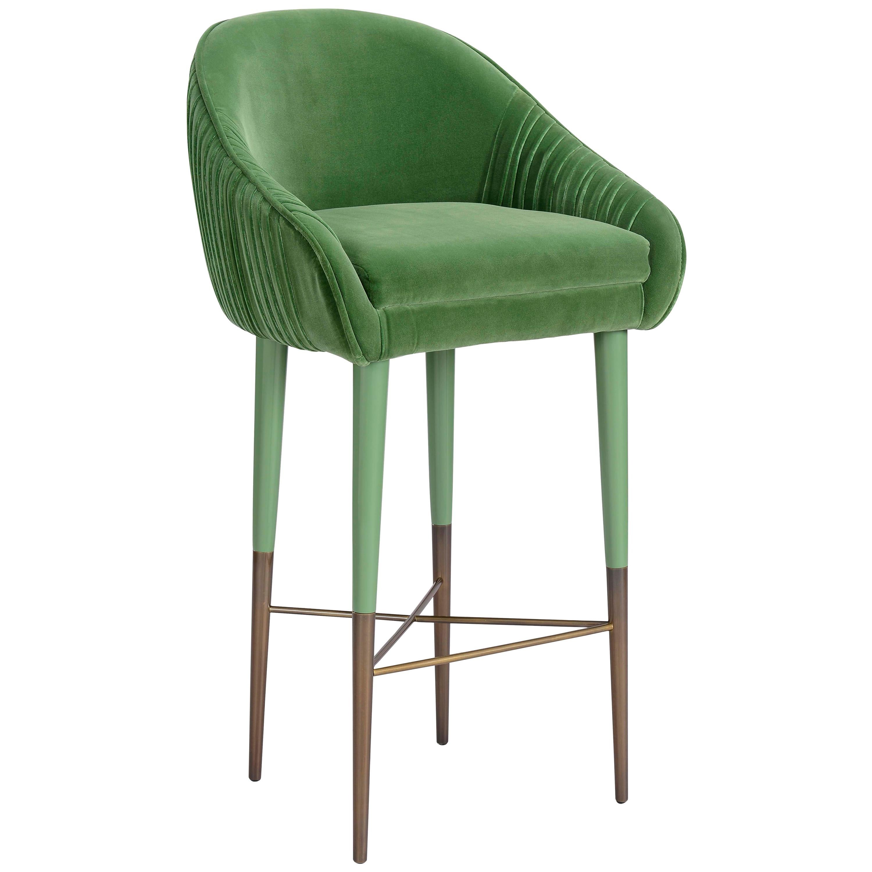Kate Bar Chair in Velvet and Brass For Sale