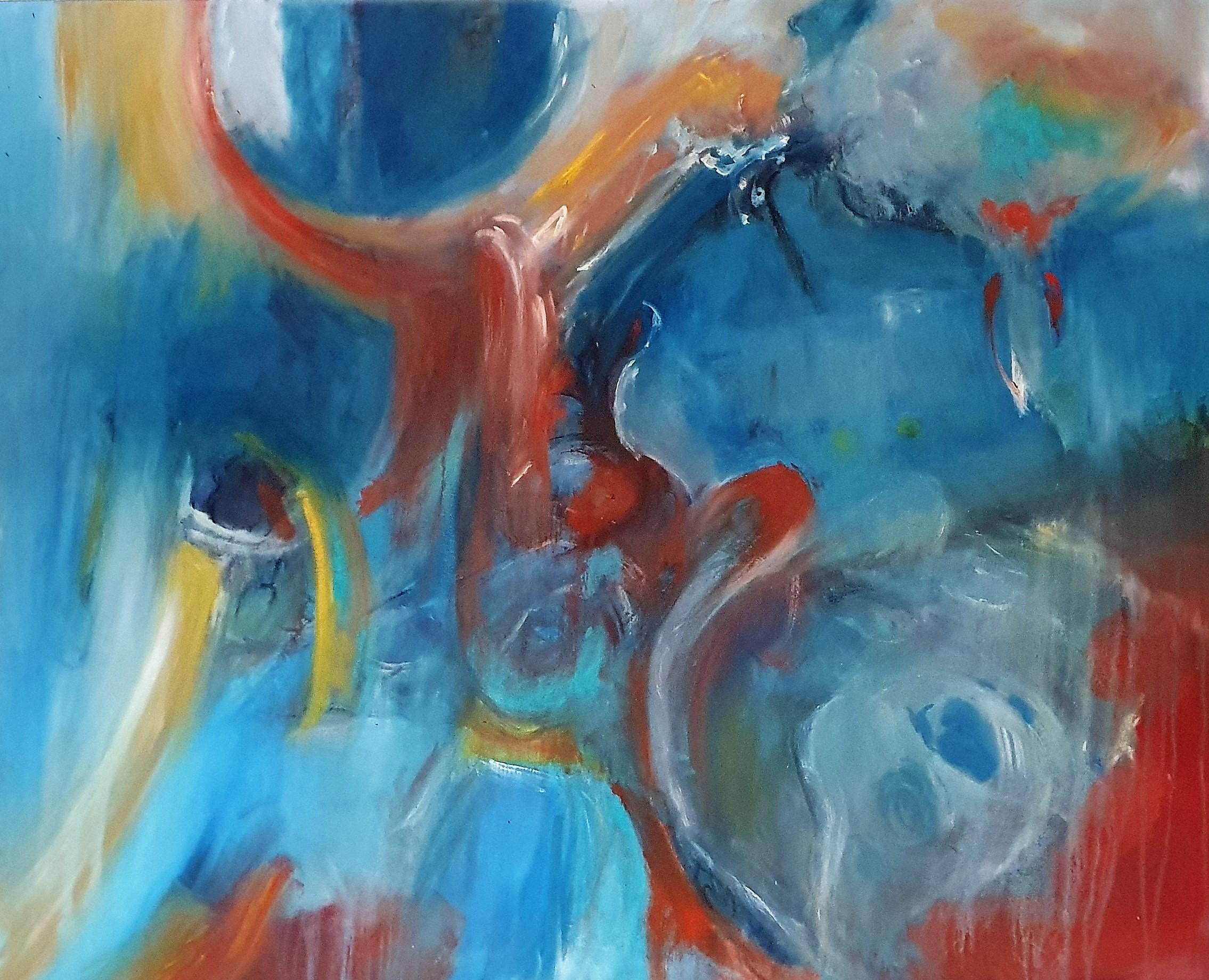 Abstract Painting Kate Bell - ""Et du labyrinthe de la lumière, dérouler la magie"". Peinture à l'huile abstraite contemporaine