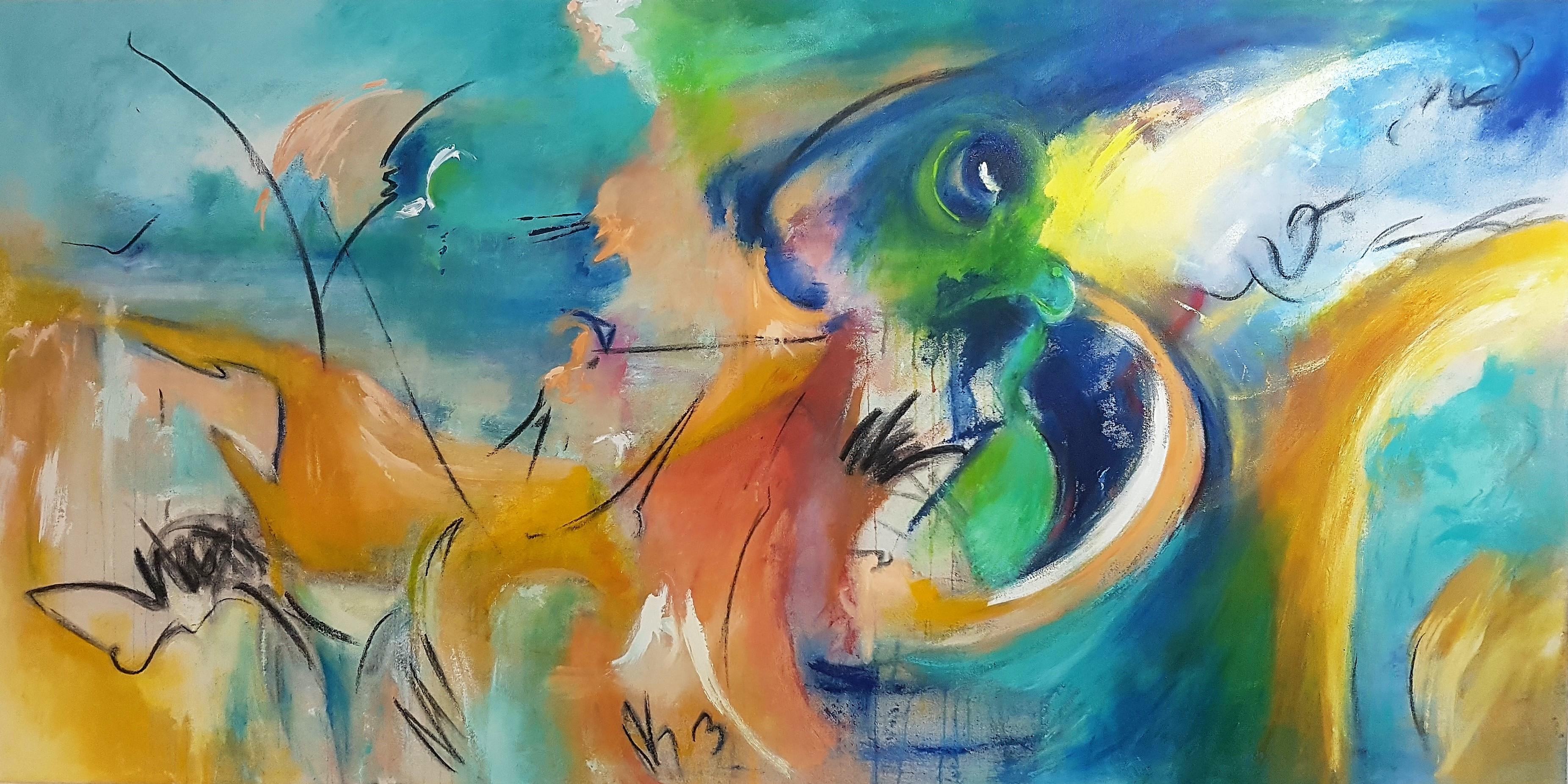 Music of Colours:  Contemporary  Abstract Painting - Mixed Media Art by Kate Bell