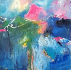""Sea Pink Roe Spray" (en anglais). Peinture à l'huile abstraite contemporaine