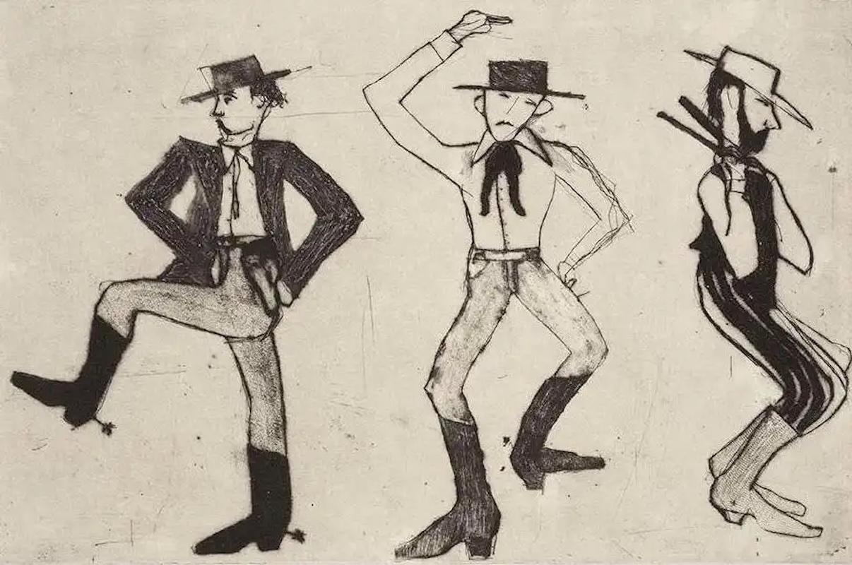 Figurative Print di Kate Boxer - Cowboy Dancers