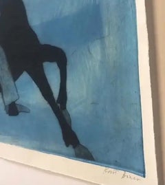 Cowboy et cheval - Bleu