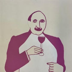 Hercule Poirot, Kate Boxer, Limited Edition Figurative Print, Wine Conoisseur