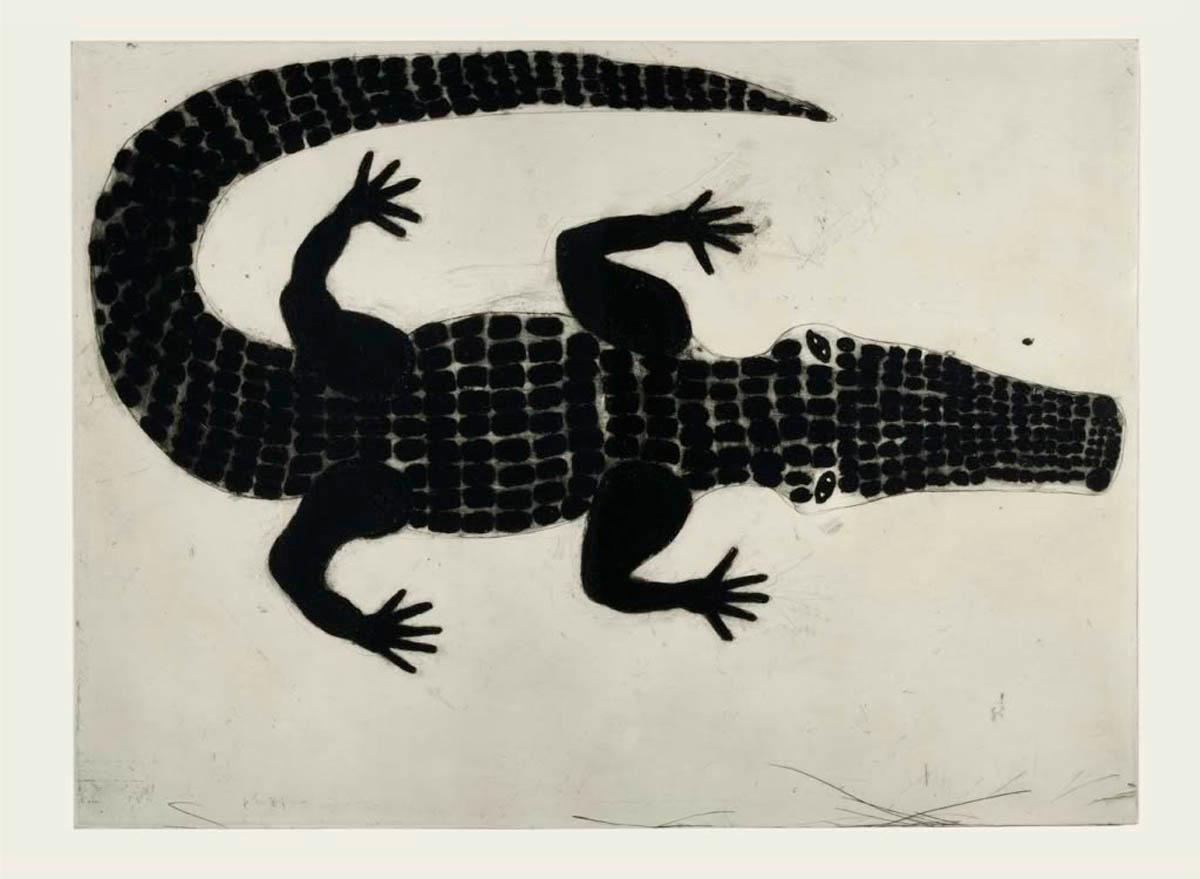 Kate Boxer
Alligator
Limited Edition Drypoint Print
Edition of 30
Sheet Size: H 78cm x W 103cm
Sold Unframed

Alligator print, Kate Boxer is a limited edition print with drypoint and carborundum limited edition print in an edition of 30. The print
