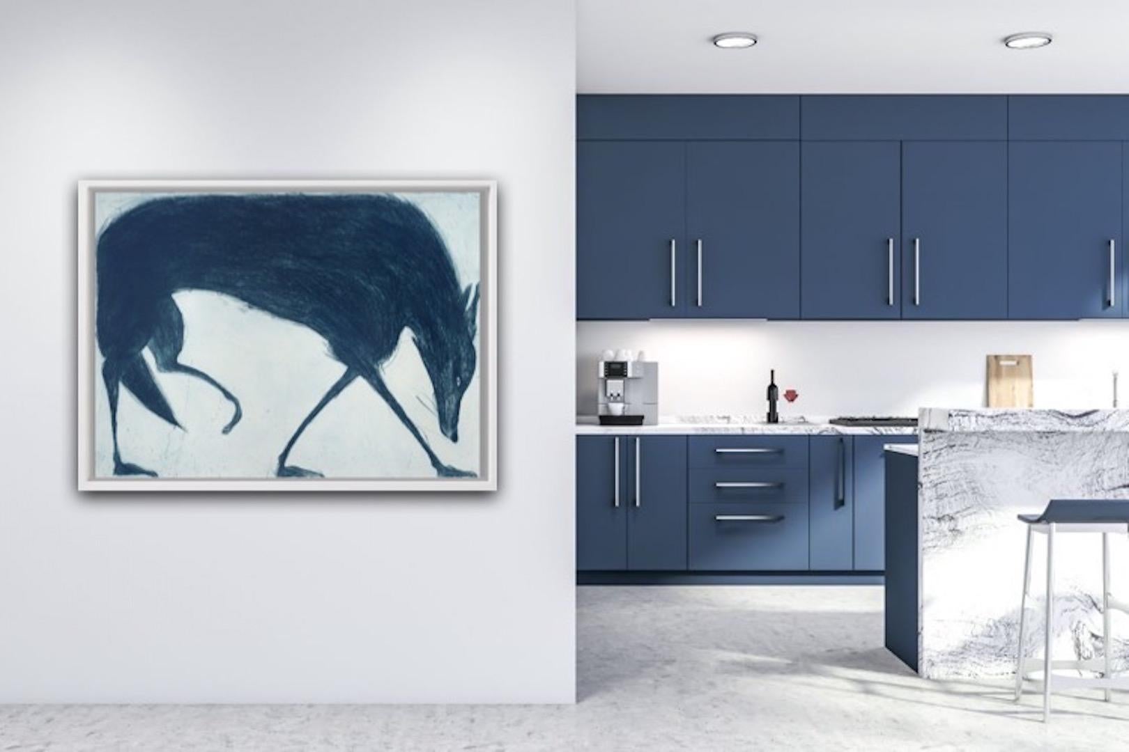 Kate Boxer
Blue Wolf
Limited Edition Drypoint
Sheet Size: H:97cm x W:120cm
Sold Unframed
(Please note that in situ images are purely an indication of how a piece may look.)

Kate Boxer's limited edition contemporary drypoint print 'Blue Wolf'
