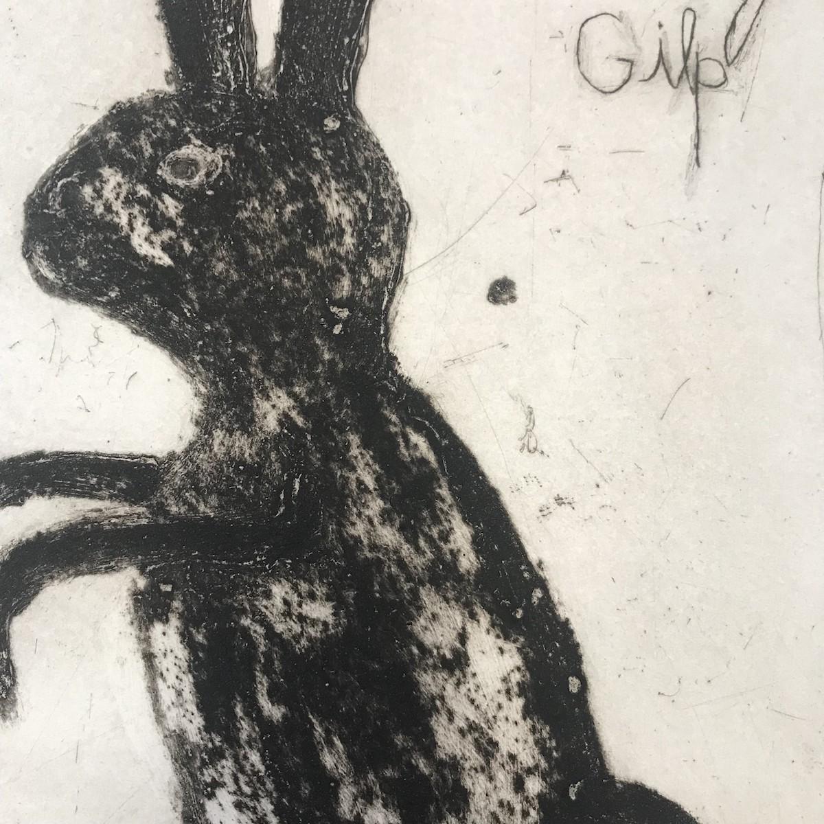 Bunny Gilp, Animal Art, Rabbit Art, Grounded Contemporary Artwork, Word Art 2