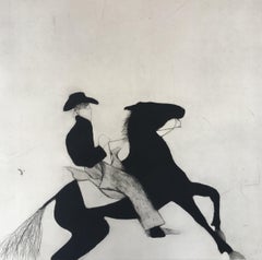 Vaquero, Impresión artística, Caballo, Vaquero, Montar a caballo, Arte en blanco y negro 
