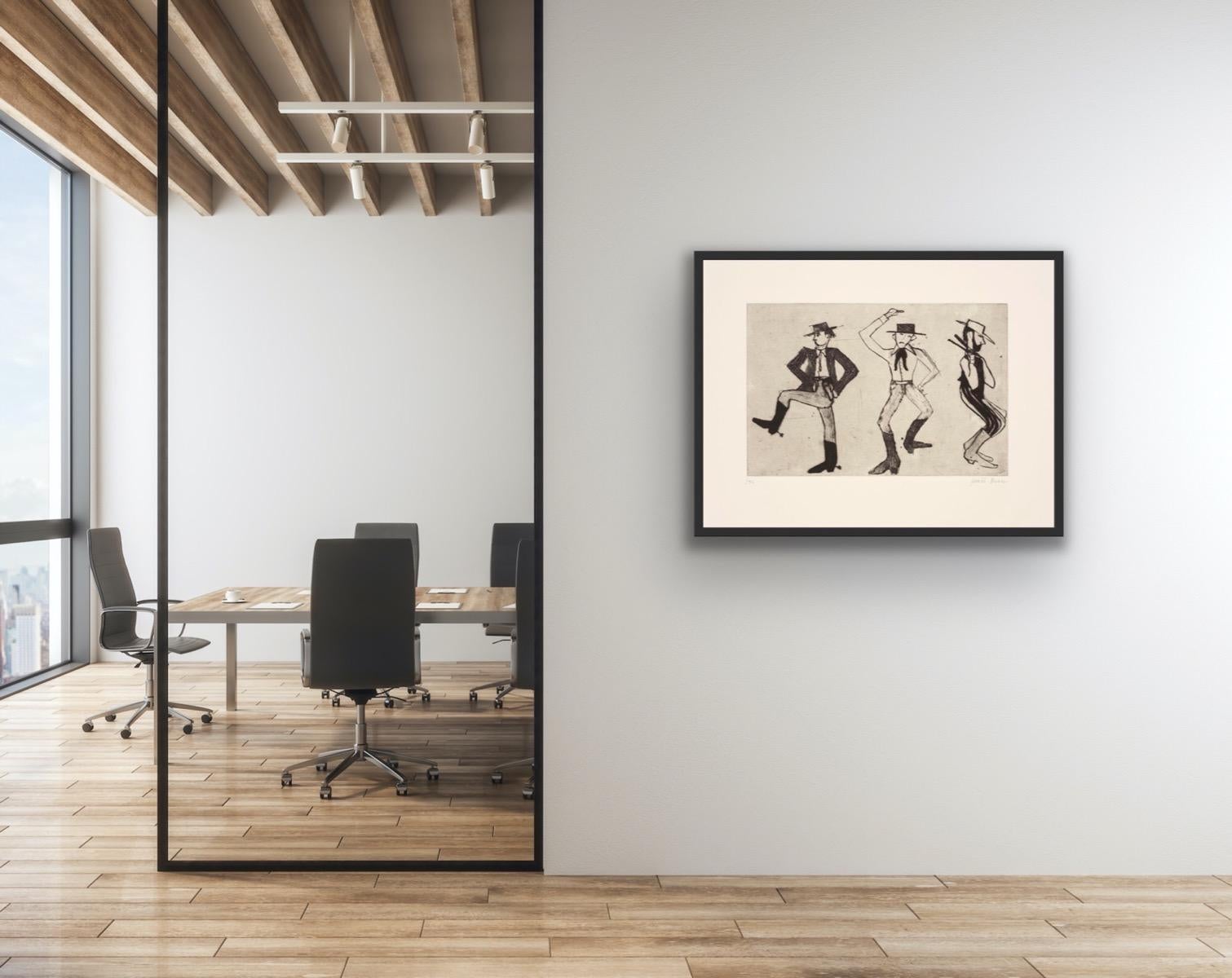 Cowboy Dancers, Limited edition print, Cowboy, Dancing, Black and white print For Sale 6