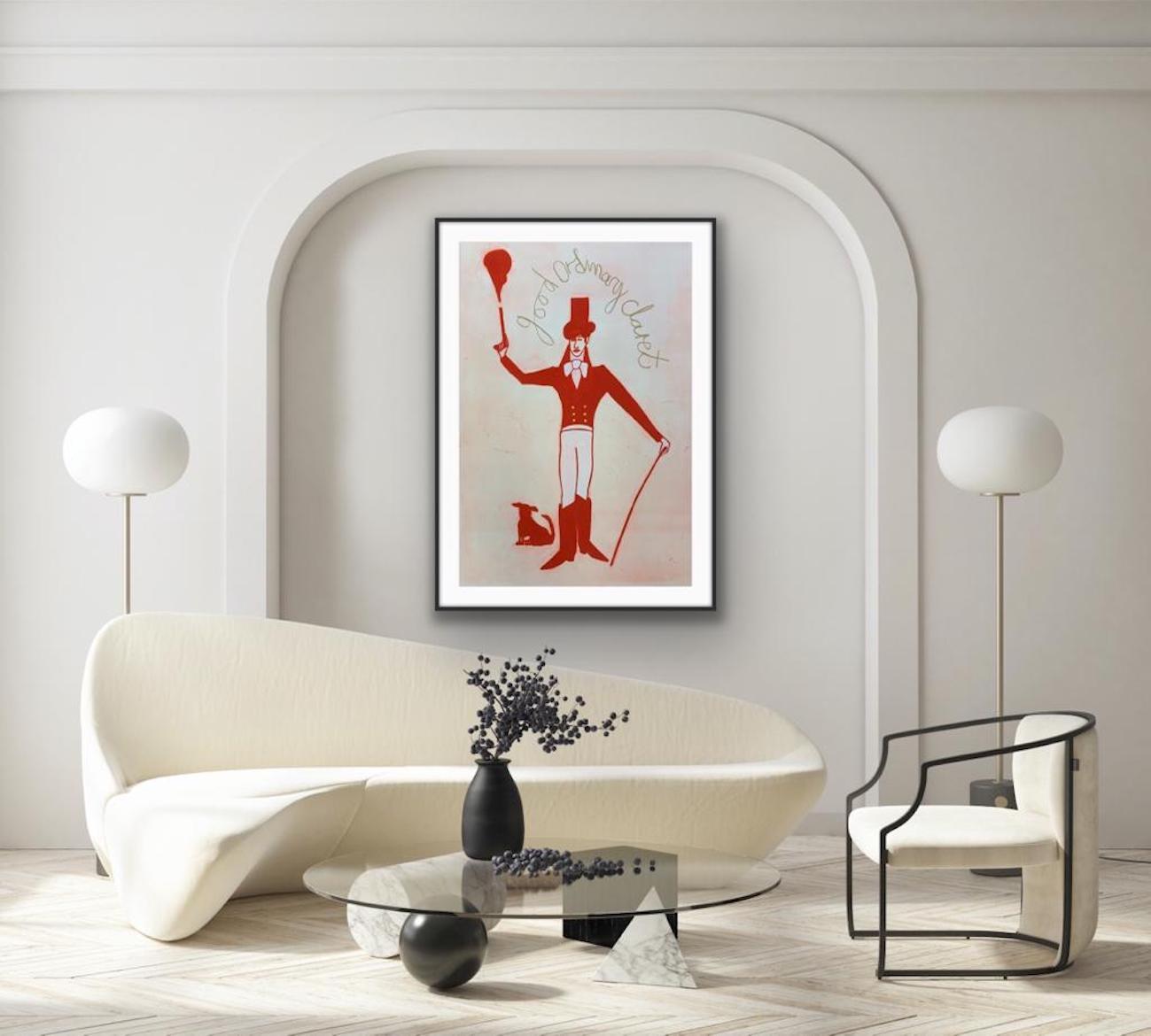 Good Ordinary Claret, Figurative print, Drypoint print, Wine Art, Red, Bar art - Print by Kate Boxer 