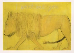 I Won't Eat You, édition limitée, imprimé animal, lion, jaune, illustration