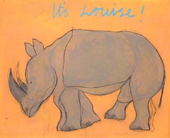 It's Louise, Handmade Dry Point Print, Animal Print, Rhino Art, Handmade print