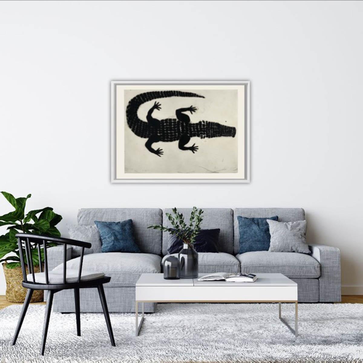 Kate Boxer, Alligator, Animal Art, Monochromatic Art, Minimalist Art, Reptile  4